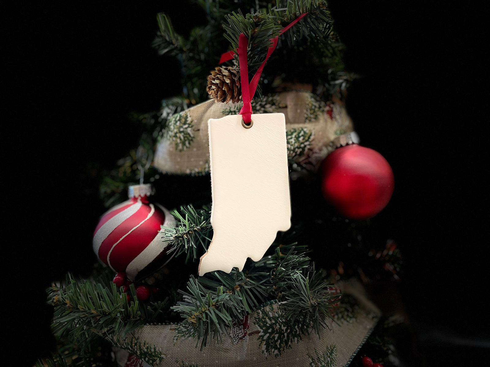 Leather Ornament made in Indiana.