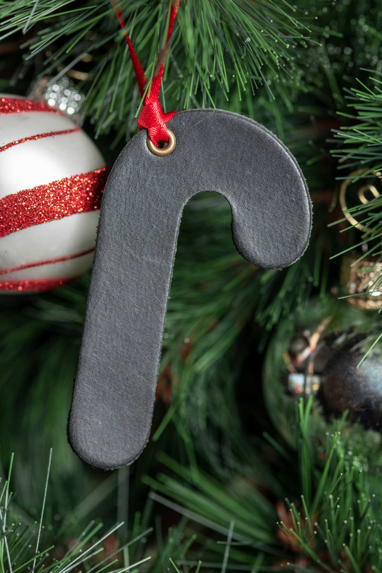 Candy Cane | Leather Ornament