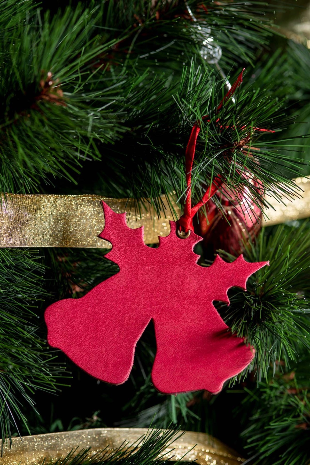 Bells &amp; Holly | Leather Ornament